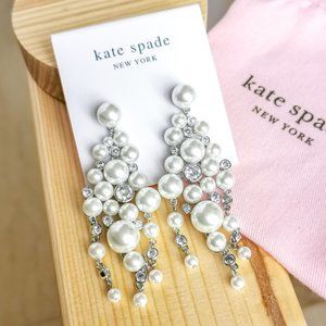 Kate Spade Pearl Caviar Silver Statement Earrings